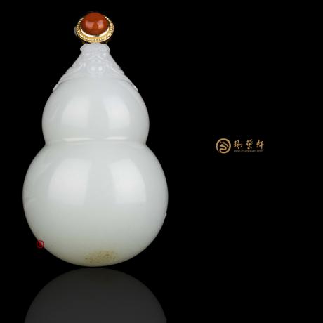 【琢藝軒】新疆和田黃皮一級白玉籽玉掛件 福祿壽 41.5克