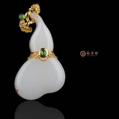 新疆一級白和田玉金鑲玉掛件 福祿 4.7克