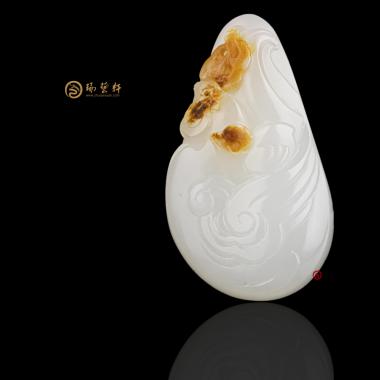 新疆和田黃沁皮一級白籽玉掛件 榜上有名 16.2克