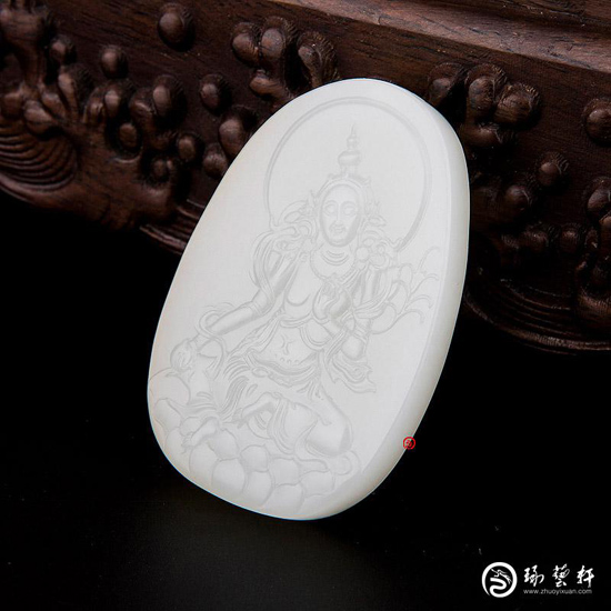 新疆和田黃皮一級白玉籽玉 牌子 度母
