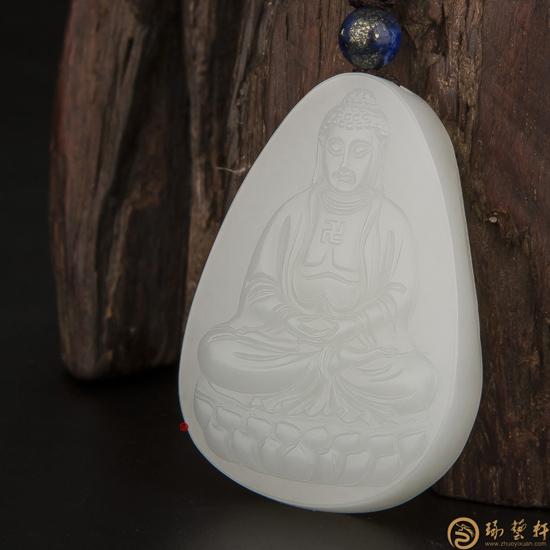 新疆和田玉白皮一級(jí)白玉籽玉玉牌 阿彌陀佛
