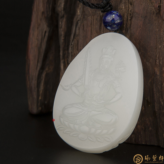 新疆和田玉白皮一級(jí)白玉籽玉把件 虛空藏